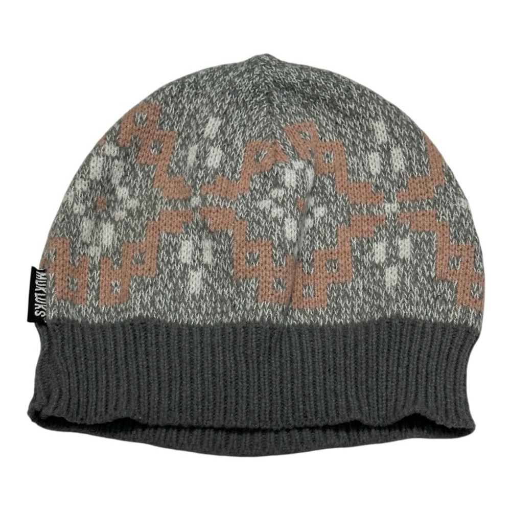 Muk Luks Gray and Pink Knit Kids Hat Size OS